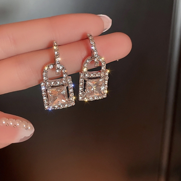 3/$25 New Silver Rhinestone Statement Earrings - Picture 2 of 4